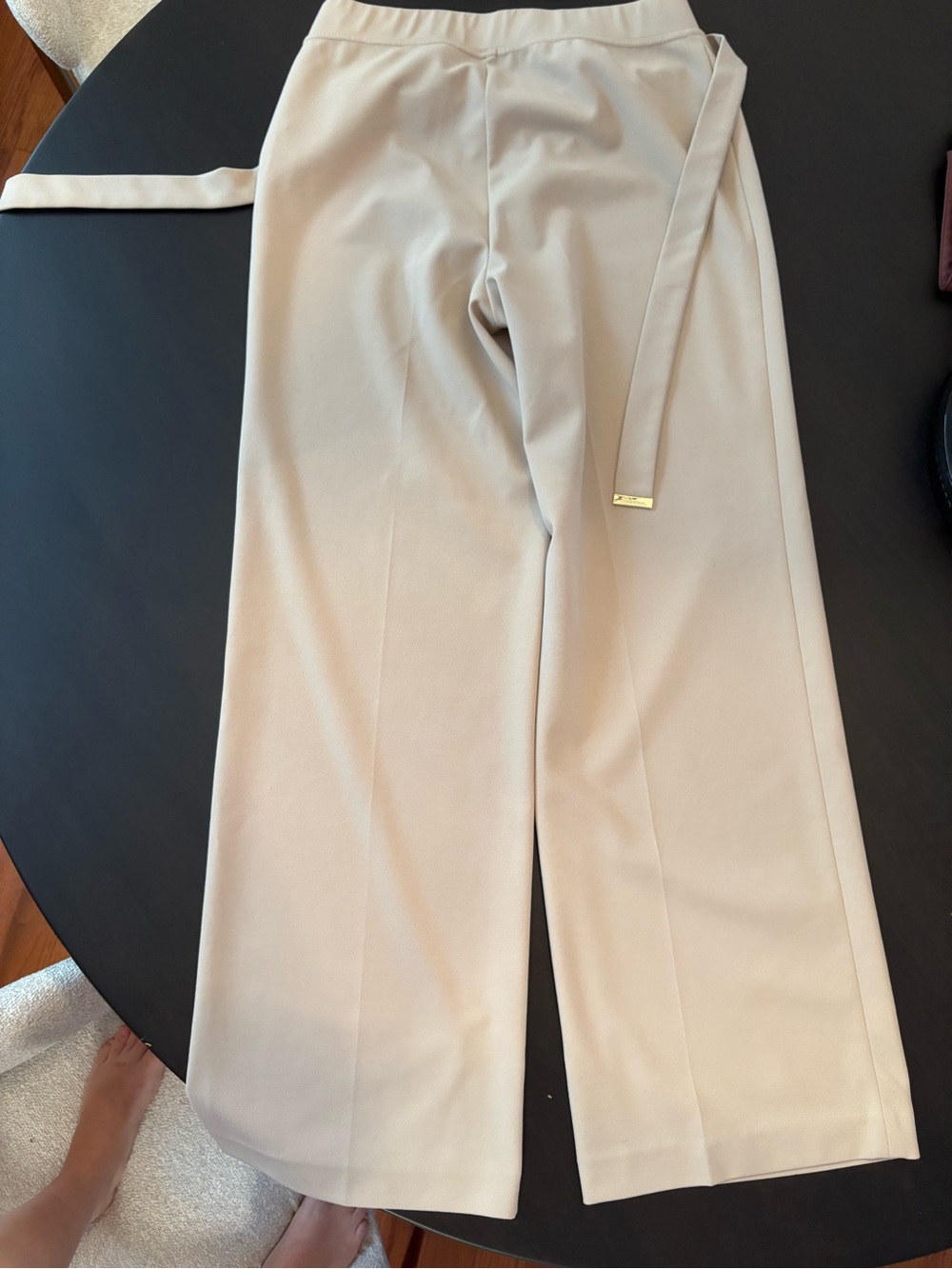 Calvin Klein Chic High-Rise Wide Leg Pants in Beige - Picture 2 of 6